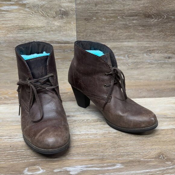 Clarks Bendable Brown Leather Ankle Lace Up Boots Women's Size 8.5 - Picture 5 of 6